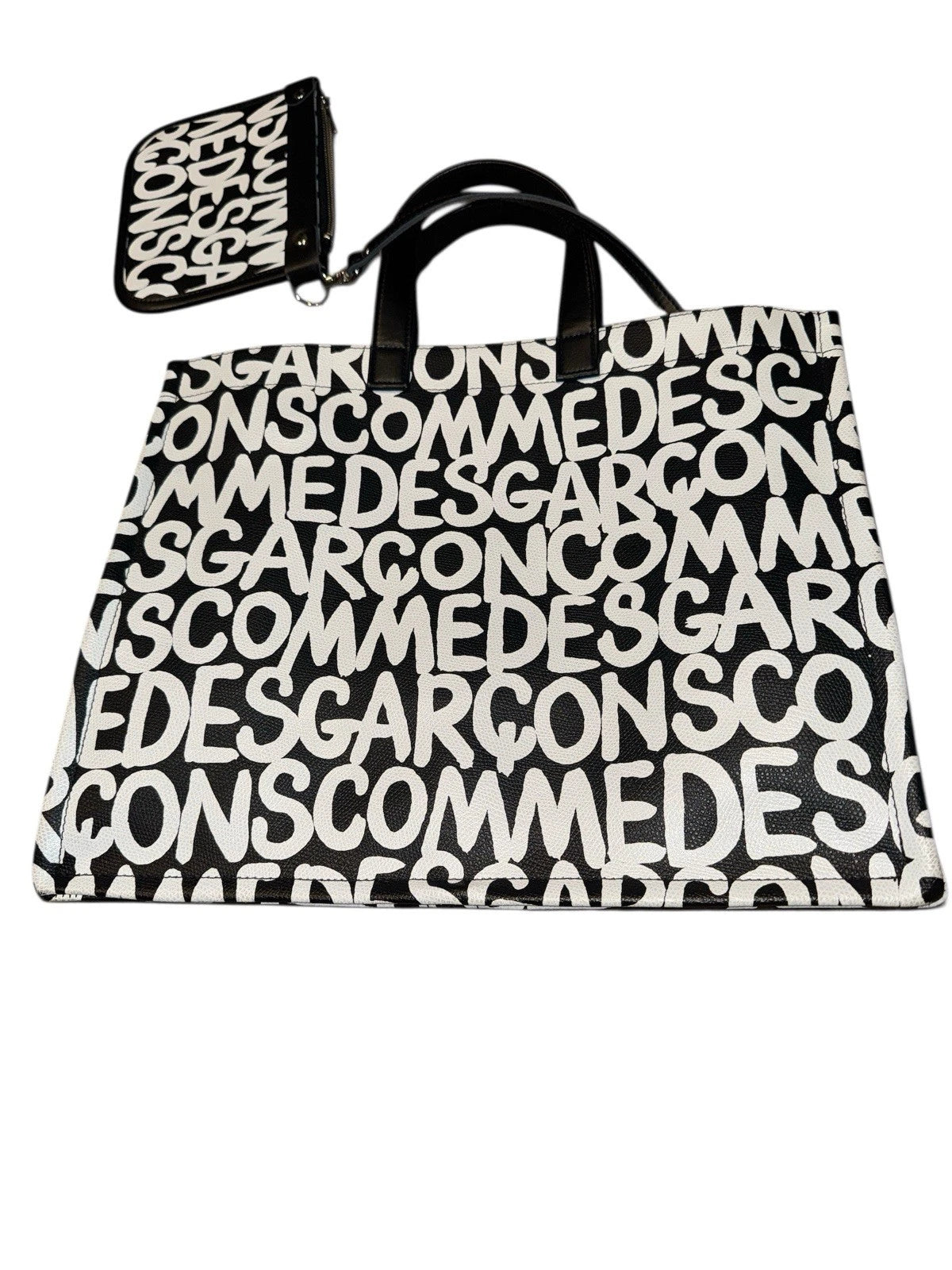 Comme Des Garçon Graffiti Print PVC Tote Handbag
