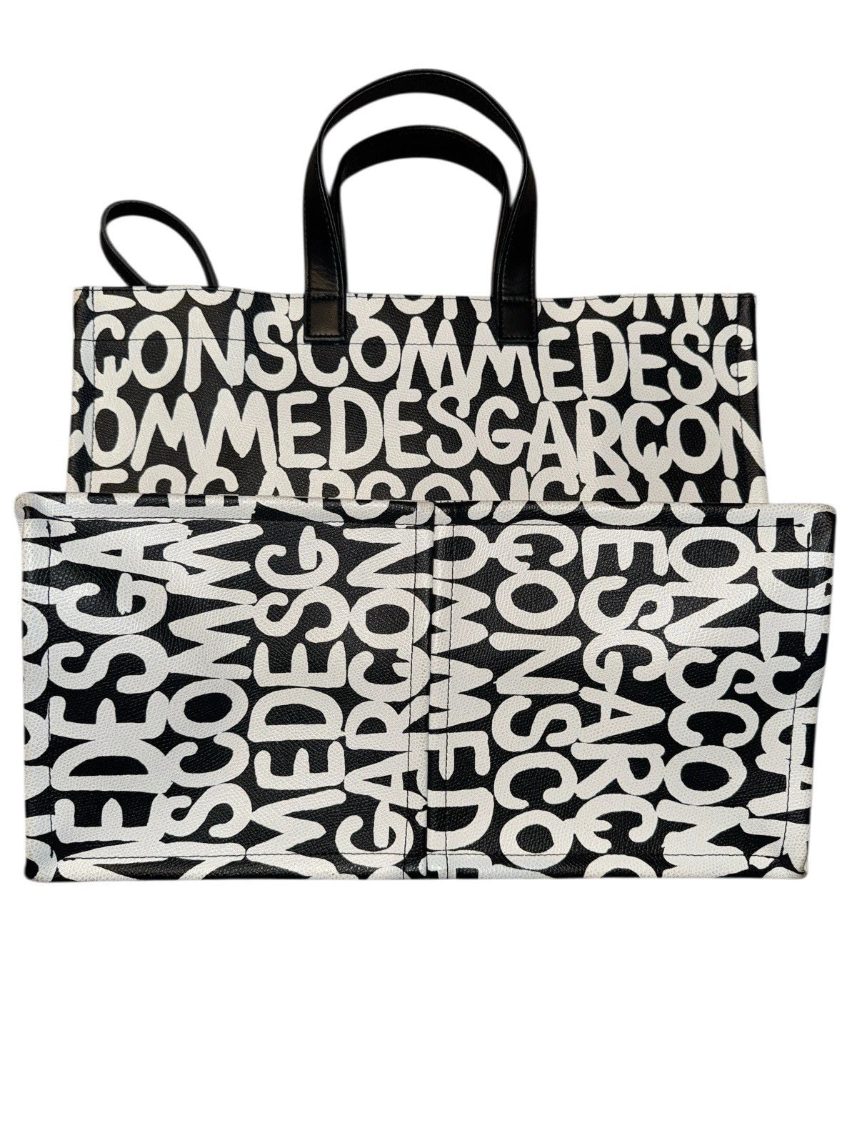 Comme Des Garçon Graffiti Print PVC Tote Handbag
