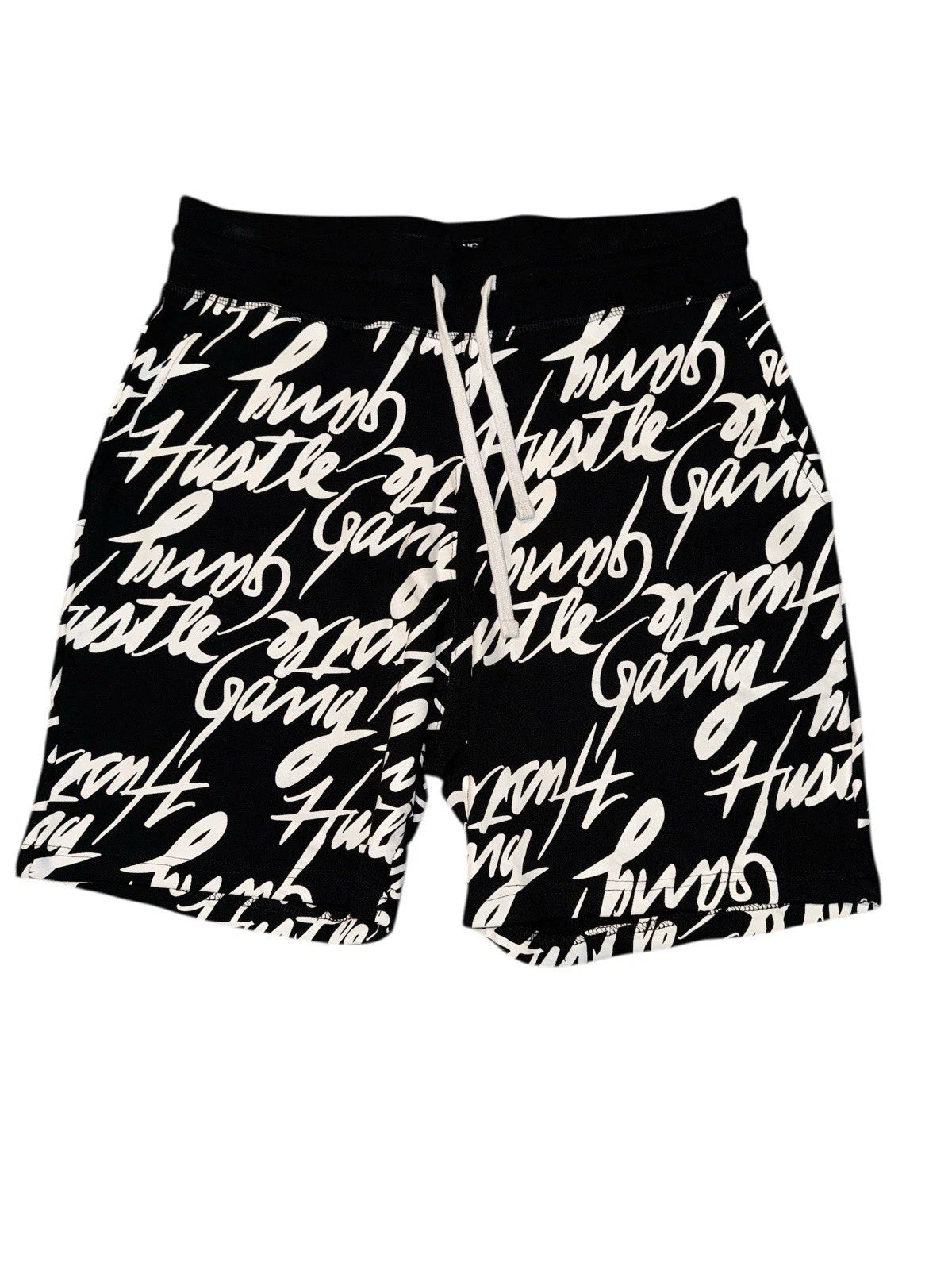 Men’s Large- Hustle Gang Shorts- Black/White