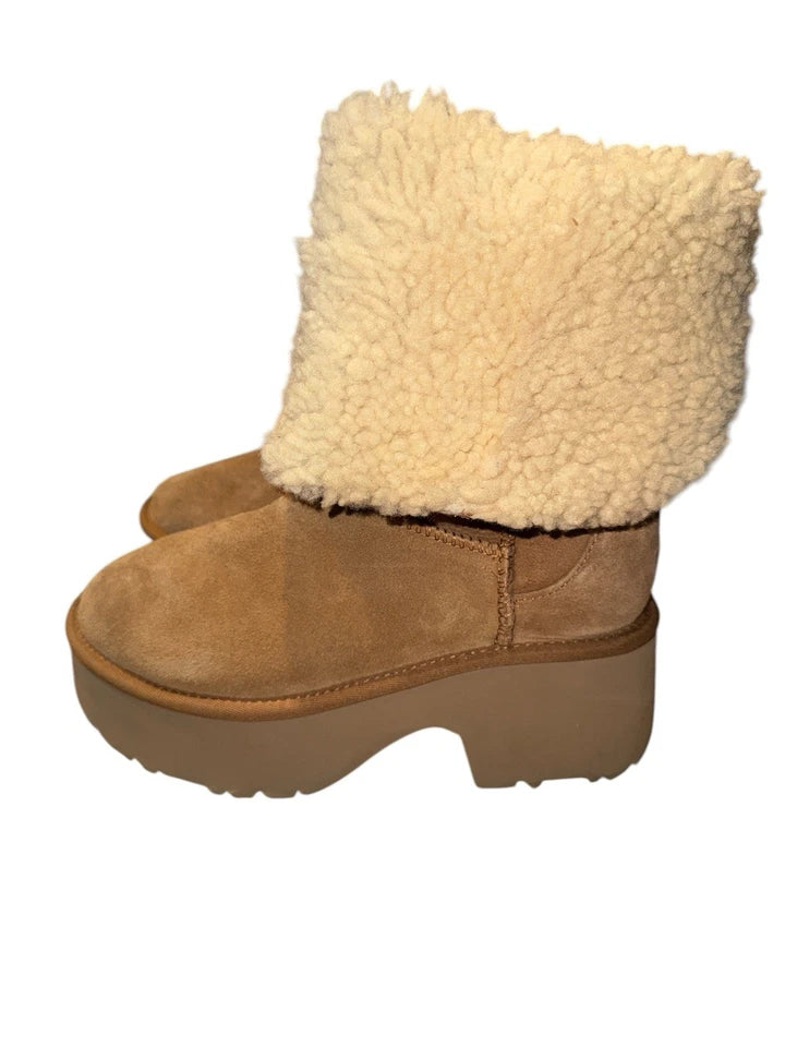 Women’s Size 8- Ugg Classic New Heights Genuine Shearling Cuffable Boot Brown