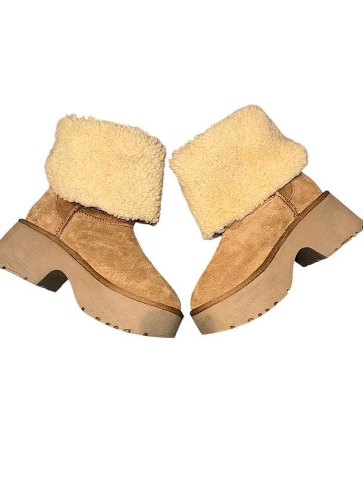 Women’s Size 8- Ugg Classic New Heights Genuine Shearling Cuffable Boot Brown